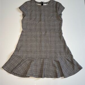 NWOT Gap Plaid Fit and Flare Peplum Dress in Ponte, Sz 16 Black plaid